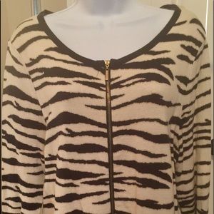 Black/White Zebra Zip-up Sweater